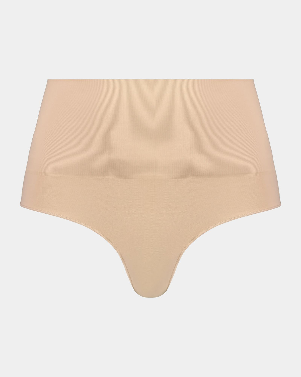 Bamboo Bodywear Thong in CARAMEL. Flat lay front view
