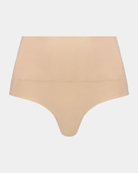 Bamboo Bodywear Thong in CARAMEL. Flat lay front view