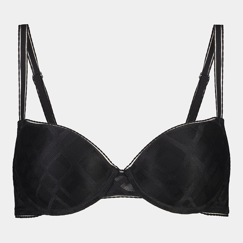 Rose Radiance Contour Bra in BLACK. Flat lay front view