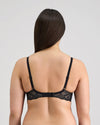 Model wears Juniper Underwire Bra in BLACK. On body back view