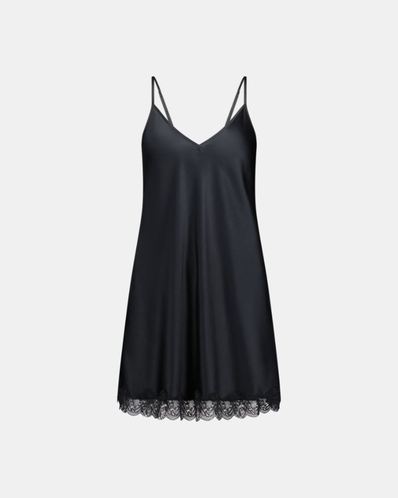 Nara Chemise in BLACK. Flat lay front view