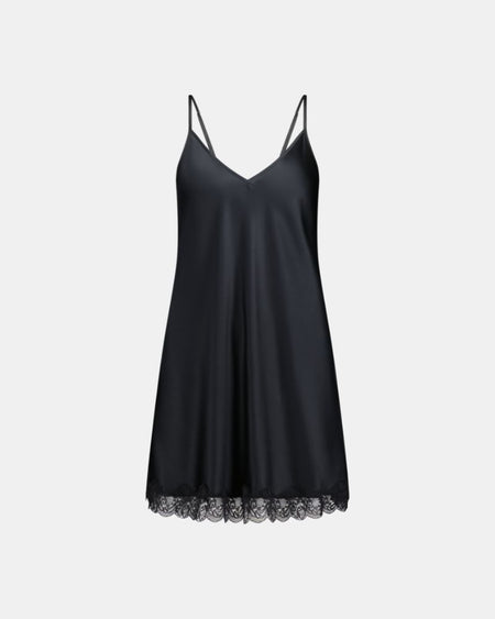 Nara Chemise in BLACK. Flat lay front view