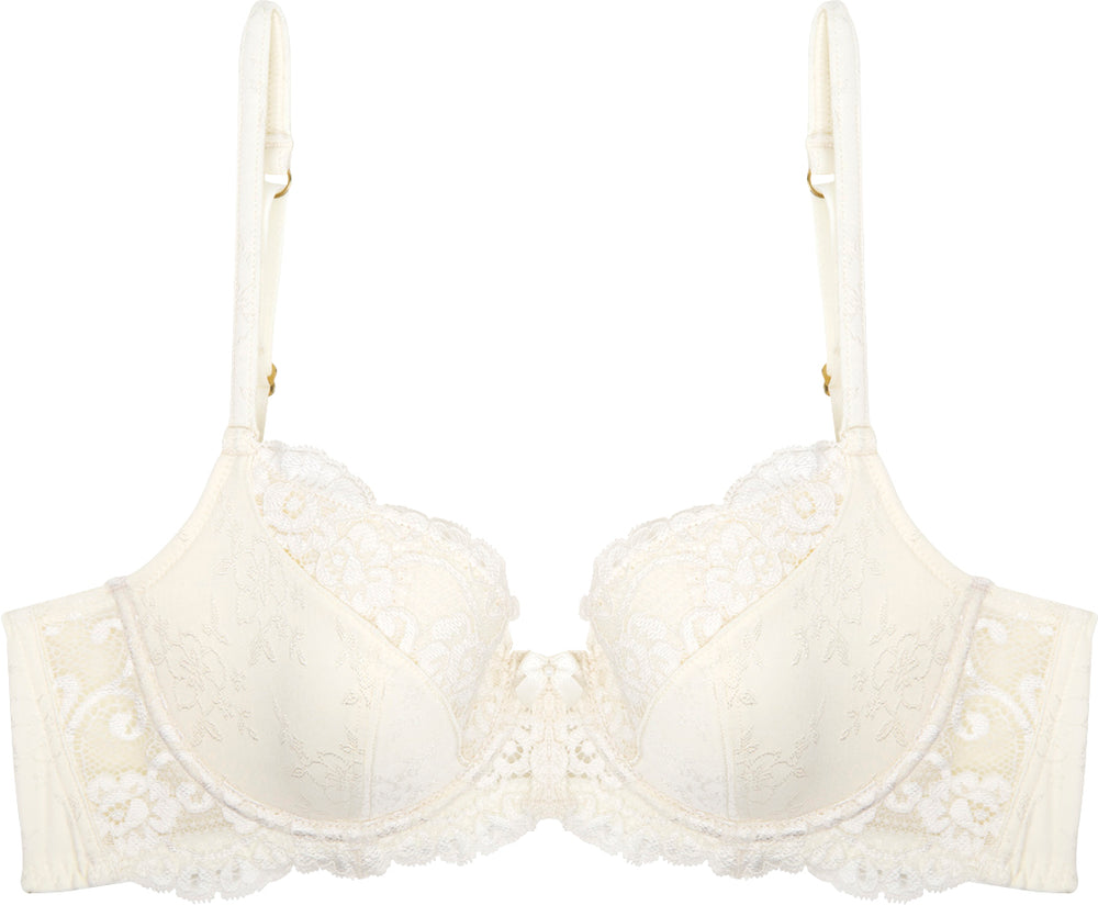 Body Lace Contour Bra in ANTIQUE WHITE. Flat lay front view