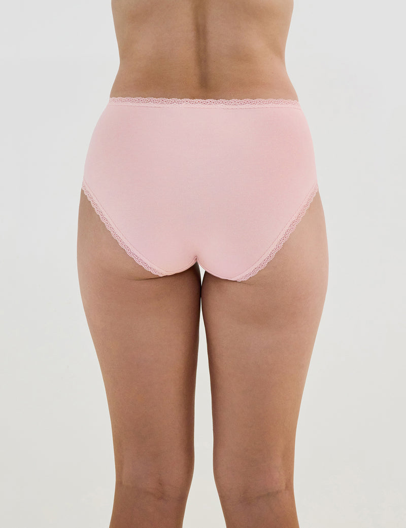 Model wears Stretch Cotton Full Brief in ICY PINK. On body back view