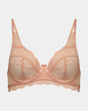 Shelly Underwire Bra in CORAL PINK. Flat lay front view