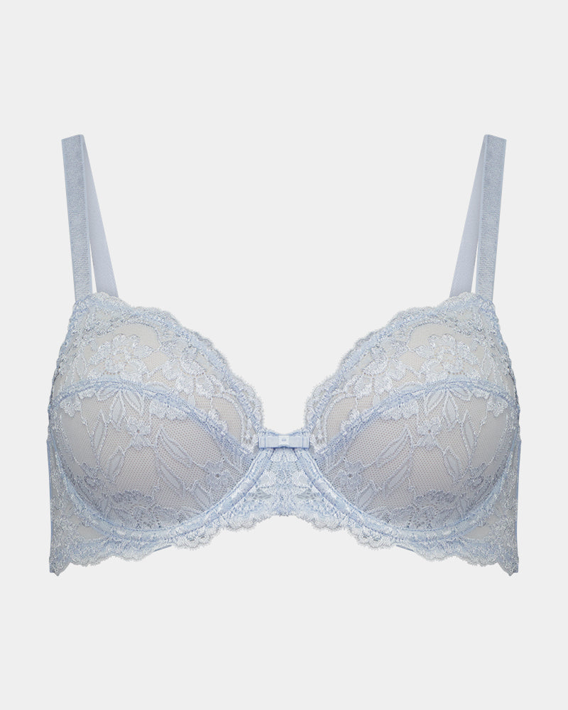 Baroque Underwire Bra in SKYWAY. Flat lay front view