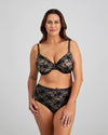 Lace Sculpt Underwire Bra in BLACK. Flat lay back view
