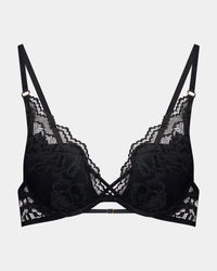 Addison Push Up Bra in BLACK. Flat lay front view