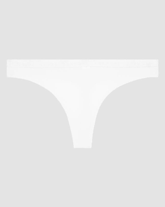 Body Cotton Thong in WHITE. Flat lay front view