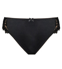 Coral High Cut Brief in BLACK. Flat lay front view
