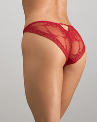Niara Bikini in JESTER RED. Flat lay back view