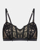 Lace Me Up Bralette in BLACK. Flat lay front view