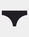 Seamless Soft Thong in BLACK. Flat lay front view