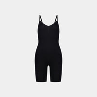 Medium Control Jumpsuit in BLACK. Flat lay front view