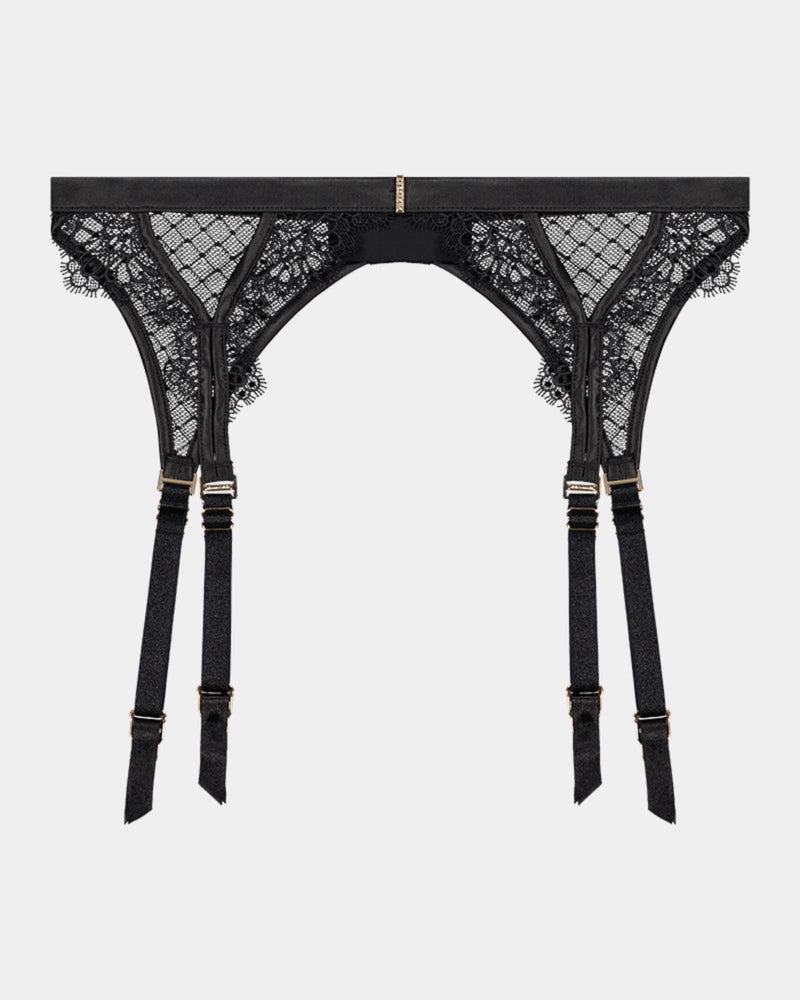 Bianca Nera Suspender in BLACK. Flat lay front view