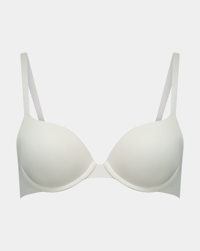 Bendon Essentials Push Up Bra in WHITE. Flat lay front view