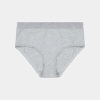 Cotton Logo Full Brief in GREY MARL. Flat lay front view