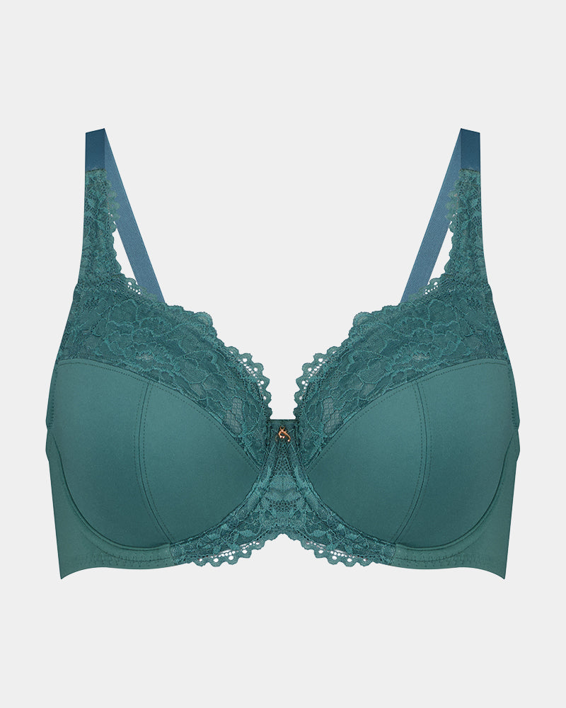Laurel Underwire Bra in MEDITERRANEA. Flat lay front view