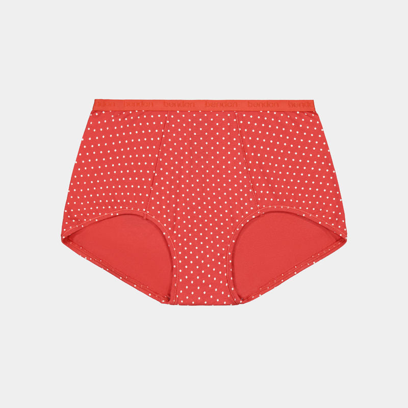 Model wears Body Cotton Full Brief Twin Pack in BAKED APPLE SPOT/BAKED APPLE. On body front view