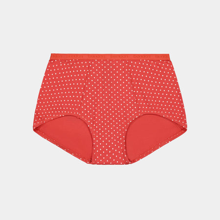 Model wears Body Cotton Full Brief Twin Pack in BAKED APPLE SPOT/BAKED APPLE. On body front view