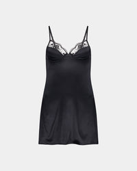 Romilly Chemise in BLACK. Flat lay front view
