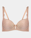 Damask Contour Bra in LATTE. Flat lay front view