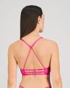Model wears Heritage Bloom Push Up Front Opening Bra in FANTASY FUCHSIA. On body back view