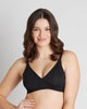 Model wears Comfit Collection Wire Free Bra in BLACK. On body front view