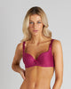 Model wears Damask Twin Pack Contour Bra Twin Pack in RASPBERRY/NOVELLE PEACH. On body front view