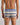 Model wears Rugby Stripe Mens Trunk in INDIGO/ICEBERG/SMOKE. On body back view