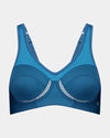 Bendon Sports Underwire Bra in COSAIR/MOSAIC BLUE. Flat lay front view