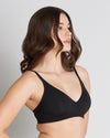 Model wears Comfit Collection Wire Free Bra in BLACK. On body side view