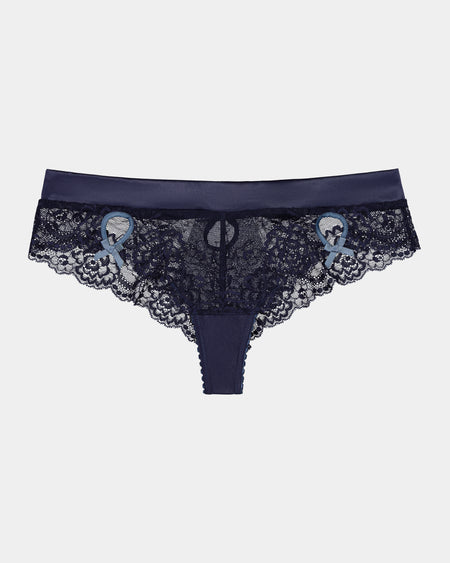 Zoe Thong in ECLIPSE BLUE/COPEN BLUE. Flat lay front view