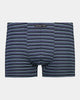 Cotton Stretch Mens Trunk in NAVY STRIPE. Flat lay front view