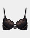 Amara Contour Balconette Bra in BLACK. Flat lay front view