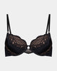 Amara Contour Balconette Bra in BLACK. Flat lay front view