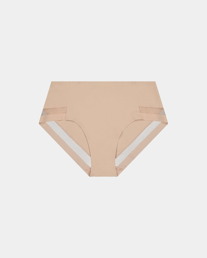 Comfit Collection Midi in LATTE. Flat lay front view