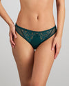 Model wears Delightfully So Bikini in RAIN FOREST. On body front view