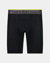 Everyday Active Mens Long Trunk in BLACK. Flat lay front view