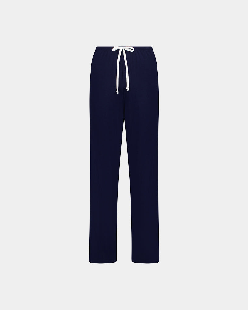 Bamboo Bliss Long PJ Pant in NAVY BLAZER. Flat lay front view