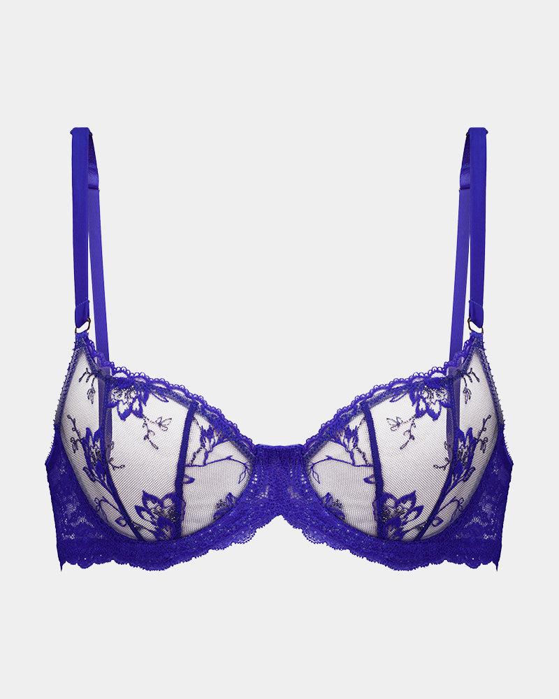 Wild Flower Underwire Bra in Surf The Web. Flat lay front view
