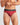 Model wears Everyday Essential Mens Brief in TIBETAN RED. On body front view