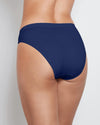 Model wears Seamless Soft High Cut Brief in Medieval Blue. On body back view