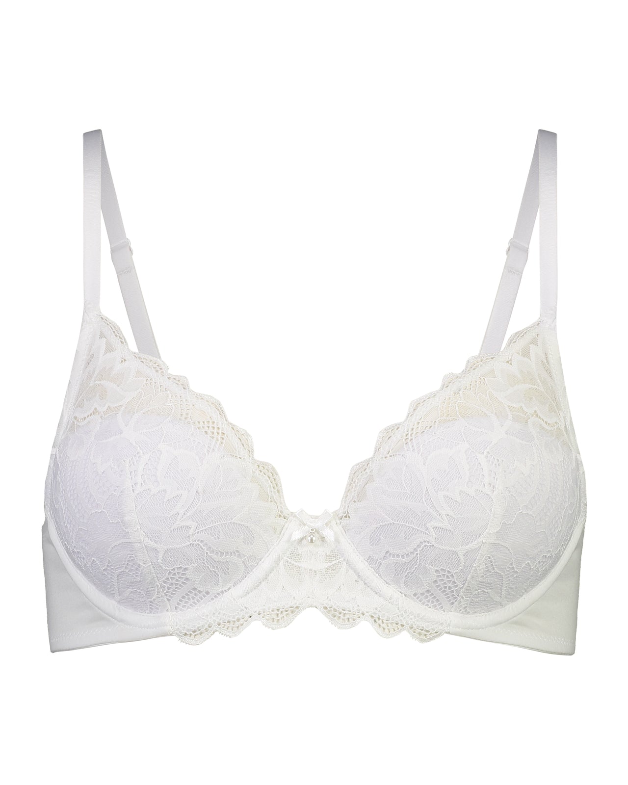Embrace Contour Bra in WHITE. Flat lay front view