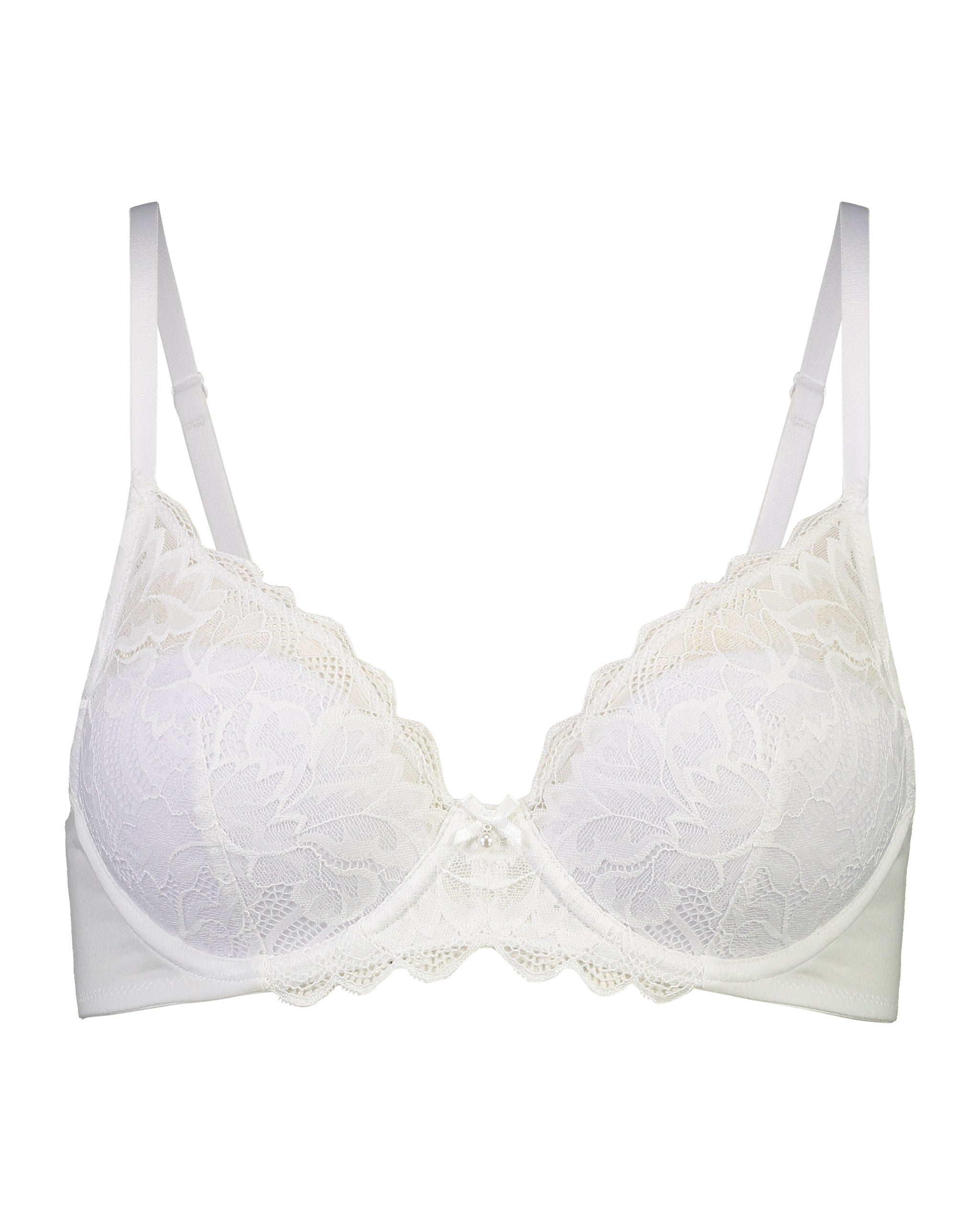 Embrace Contour Bra in WHITE. Flat lay front view