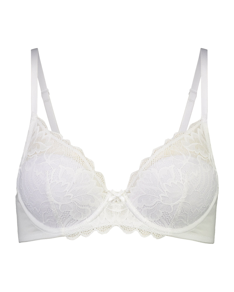 Embrace Contour Bra in WHITE. Flat lay front view