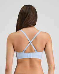 Model wears Comfit Collection Wire Free Bra in SKYWAY. On body back view