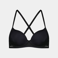 Chloe Contour Bra in BLACK. Flat lay back view