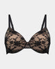 Lace Sculpt Underwire Bra in BLACK. Flat lay front view