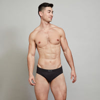 Cotton Stretch Mens Brief in BLACK. Feature shot